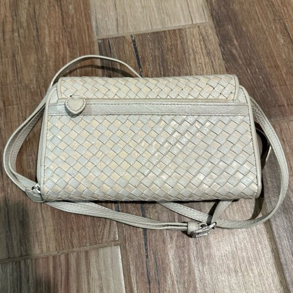 Brighton White Leather Woven Crossbody Bag Wallet Combo Adjustable Strap - Picture 6 of 6